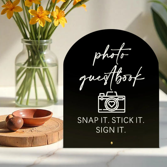 Wedding Photo Guestbook Acrylic Sign Showcases photo guestbook SNAP IT. STICK IT. SIGN IT. for Weddings Events Parties