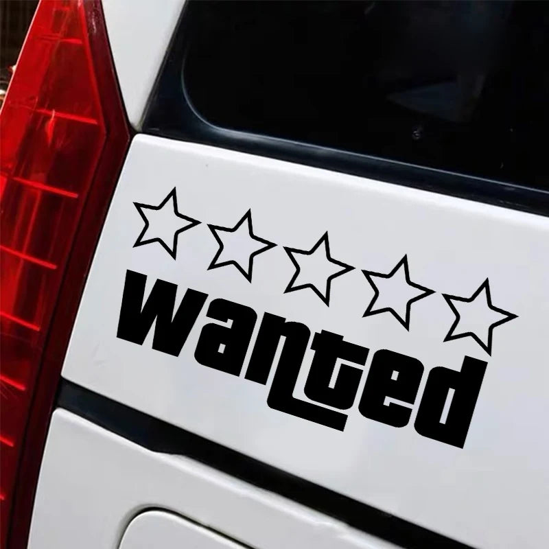 Wanted Pentagram Car Stickers for Rear Windshield Window Glass Auto Bumper Body Cover Scratches Waterproof Auto Accessories