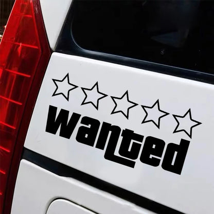 Wanted Pentagram Car Stickers for Rear Windshield Window Glass Auto Bumper Body Cover Scratches Waterproof Auto Accessories