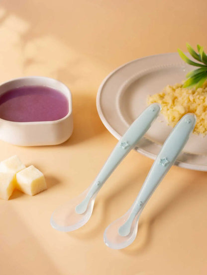 9 Colors Baby Silicone Spoon Learning Spoon Star Pattern Large Small Spoon Set Soft Silicone Feeding Spoon Training Baby Reborn