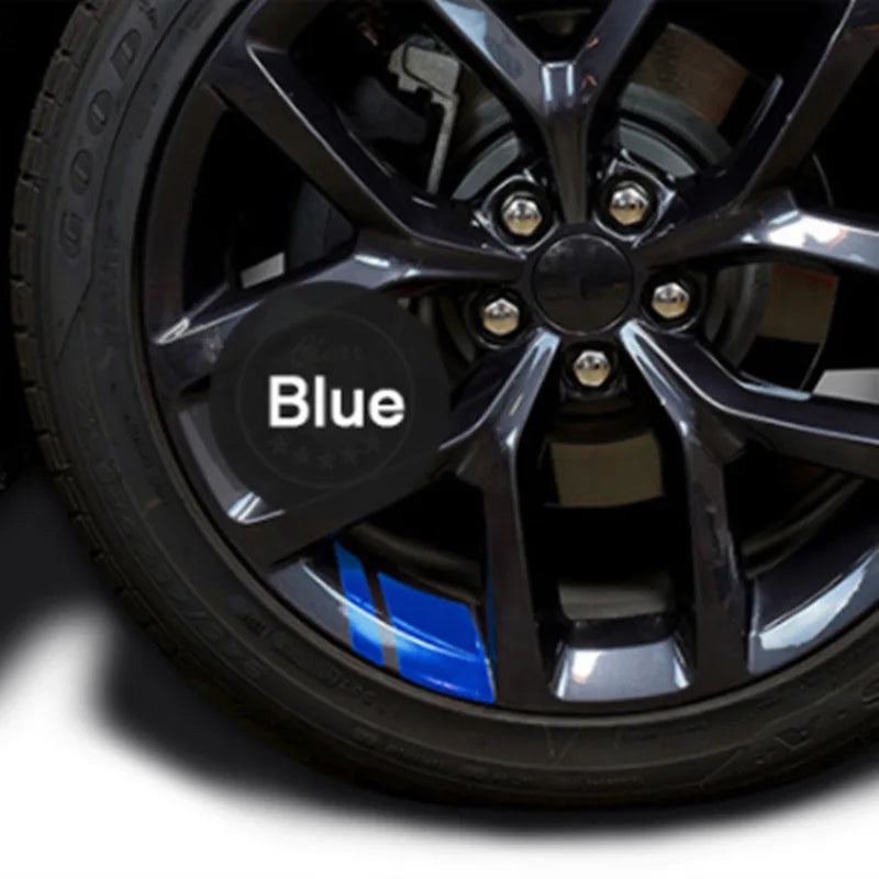6PCS Reflective Car Wheel Decal Sticker Pressure Adhesive Auto Red Accessories Car Stickers Wheel Hub Decals