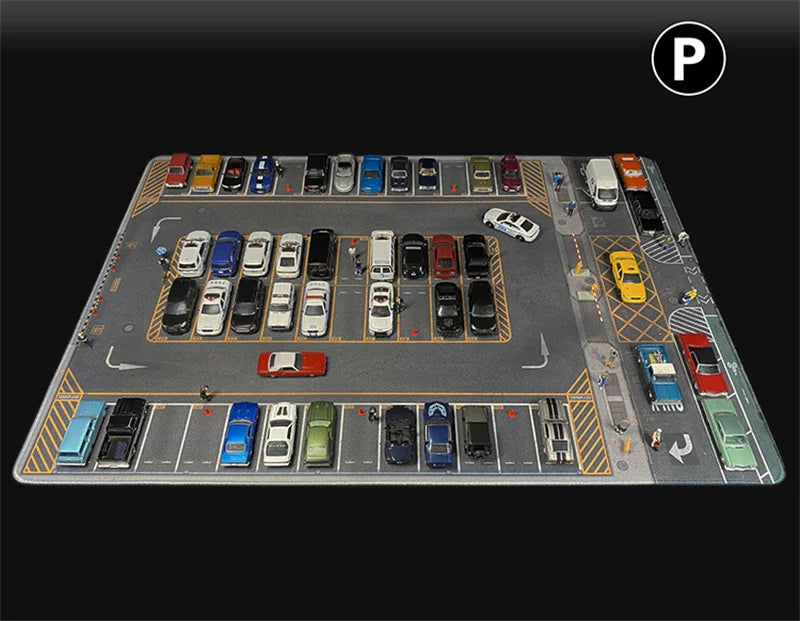 80CM 1:64 Scale Model Car Scene Mat Large Parking Lot Mat for Diecast Vehicle Scene Display Toy Mouse Pad Scene Show Toy