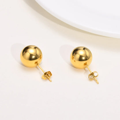 Round Stainlesss Steel Ball Stud Earring for Women,Simple Polished Ball Earring Hypoallergenic Jewelry 6mm-12mm
