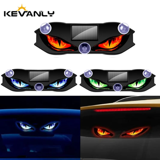 KEVANLY Solar Power Car Demon Eye Light Cool Flashing Warning Light Dynamic Safety Vehicle Signal Lights Universal