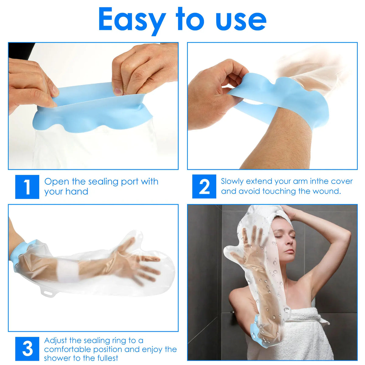 Arm Shower Cover Waterproof Cast Cover Adult Sealed Cast Bandage Protector Wound Fracture Leg Foot Arm Hand Bath Protective