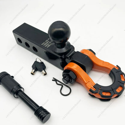 New Extended Off-Road Trailer Hitch with Ball Mount, Universal Square Receiver, High-Strength Solid Tow Hook