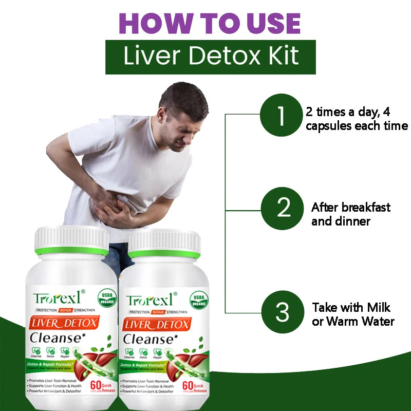 Liver Cleansing Detox Capsules Health Liver Support Colon Cleansing Repair Pills Prevent Cirrhosis Fatty Liver, Natural Herbal