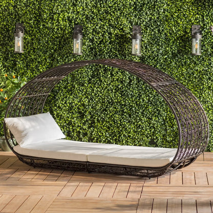 ABB  outdoor rattan bed round bed recliner Internet celebrity bed and breakfast garden hotel villa courtyard sofa
