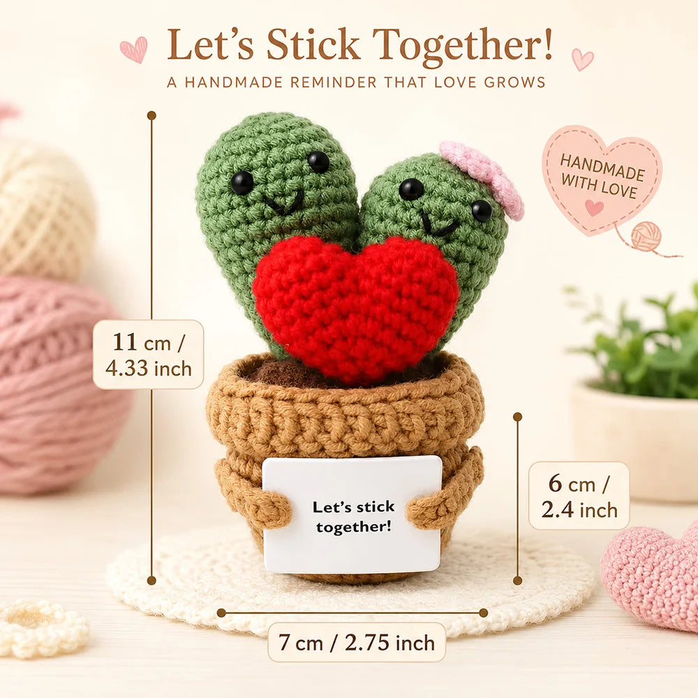Positive Crochet Handmade Amigurumi Doll Emotional Support Pocket Hug Knit Plant Flower Encouragement Gift for Friends Coworker
