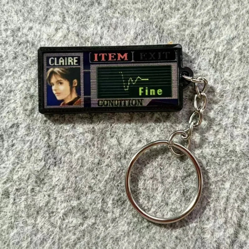 Resident Evil 2 Keychain: PS1 Game, Claire FINE Health Status Bar Gamer Gift, Nostalgic Keychain