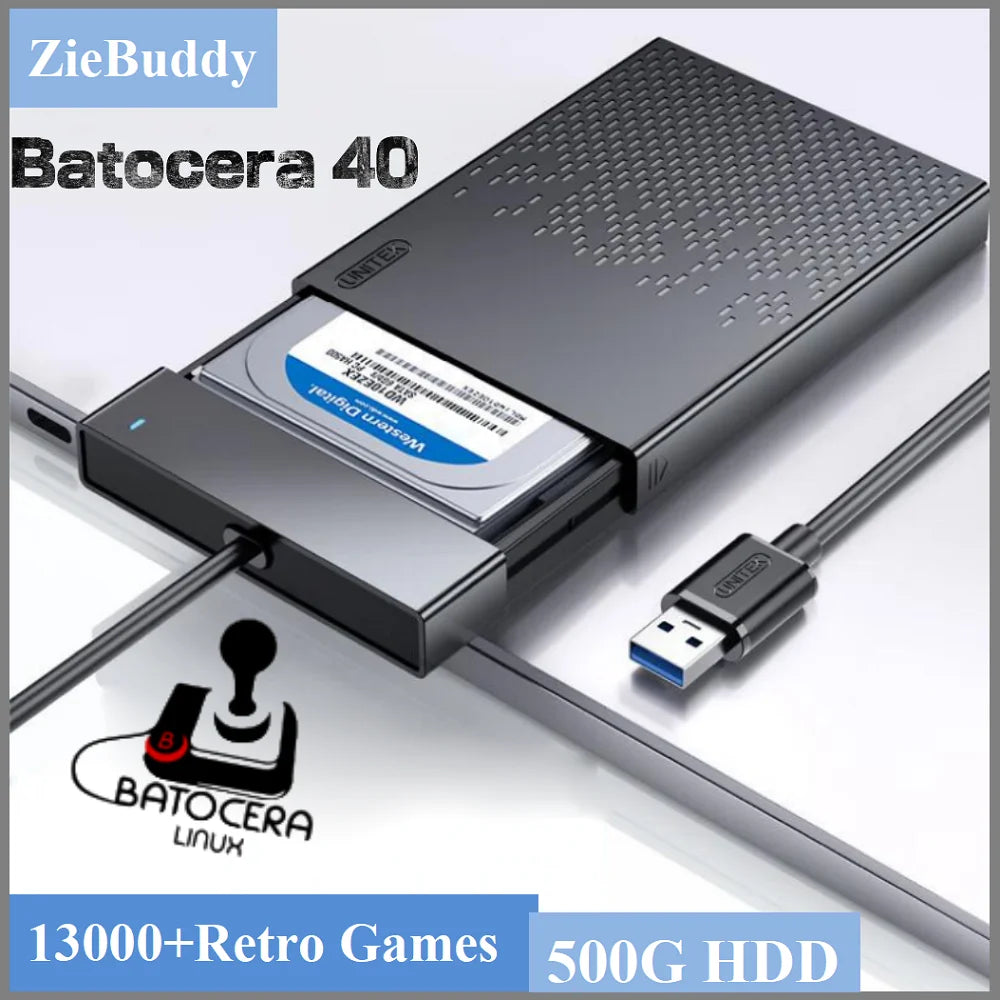 Retro Game Batocera 40 Linux 500G HDD Console With Over 13000 High Score Games For PS3 PS2 PS1 Wii WiiU DC N64 And Windows PC