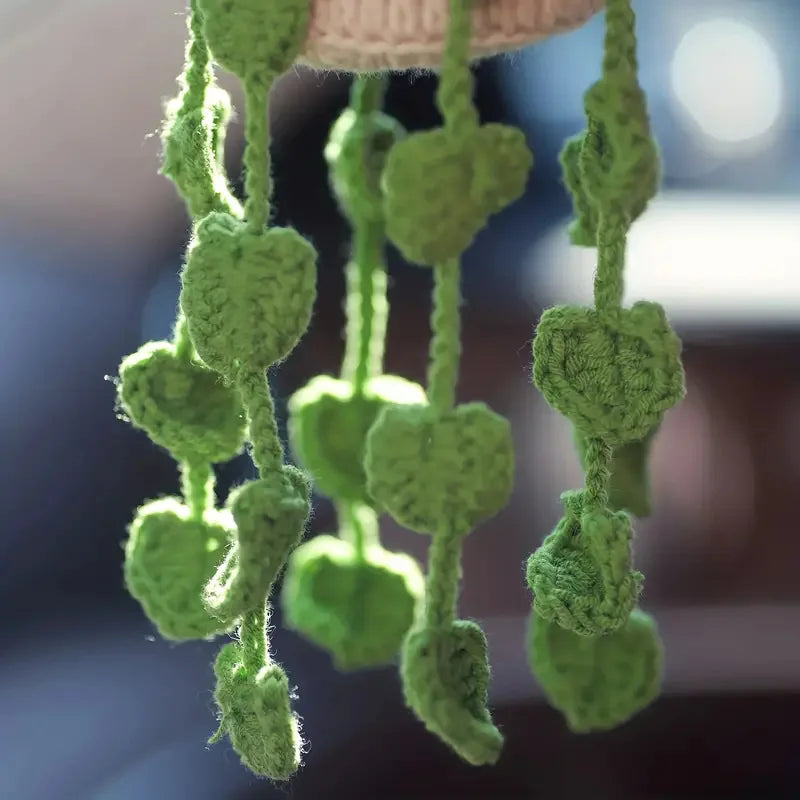 Handmade Crochet Car Styling Plants Succulent Car Plant Ornamentos Decoration Interior Accersories Cute Gift for Women