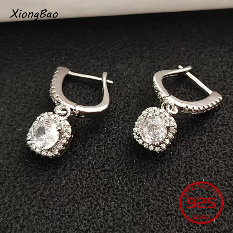 925 Sterling Silver Geometry Asymmetric Earring for Women Girl Simple Office Jewelry Gift Dropshipping