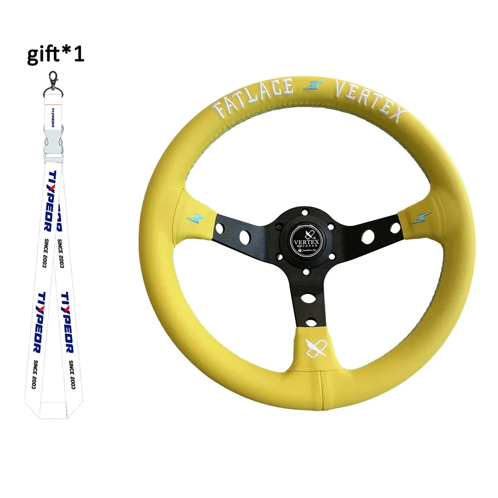 Vertex Sports Steering Wheel Leather Aluminum Alloy Embroidery Racing Modified Auto Parts Universal Car Steering Wheel