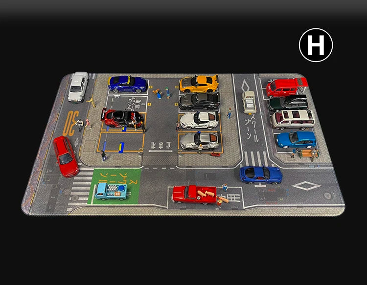 80CM 1:64 Scale Model Car Scene Mat Large Parking Lot Mat for Diecast Vehicle Scene Display Toy Mouse Pad Scene Show Toy