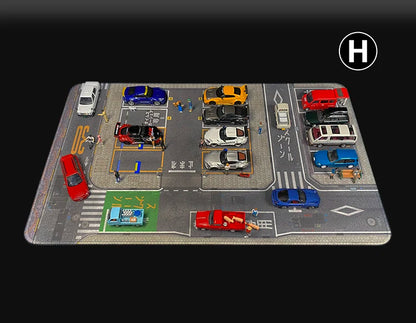 80CM 1:64 Scale Model Car Scene Mat Large Parking Lot Mat for Diecast Vehicle Scene Display Toy Mouse Pad Scene Show Toy