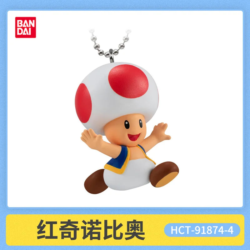 New Bandai Original Shokugan Super Mario Luigi Yoshi Toad Mini Anime Figure Keychain Collectible Charm Pendant Case Decor Gift
