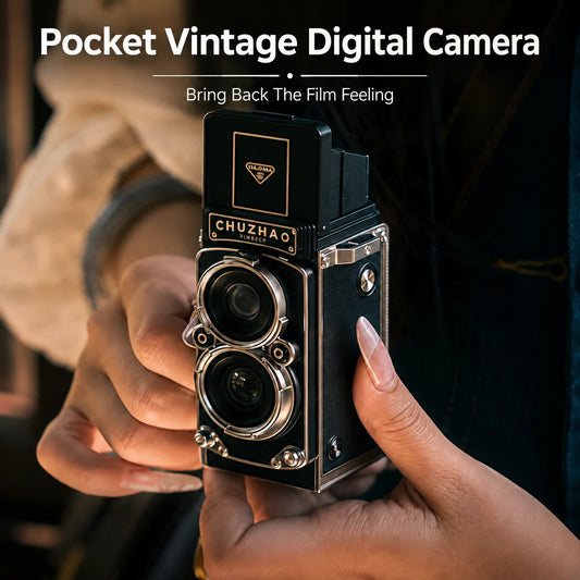 CHUZHAO Vintage Mini Digital Camera Retro Autofocus 12MP, 1080P FHD Video Vlogging Portable Camera for Birthday Idea Gift