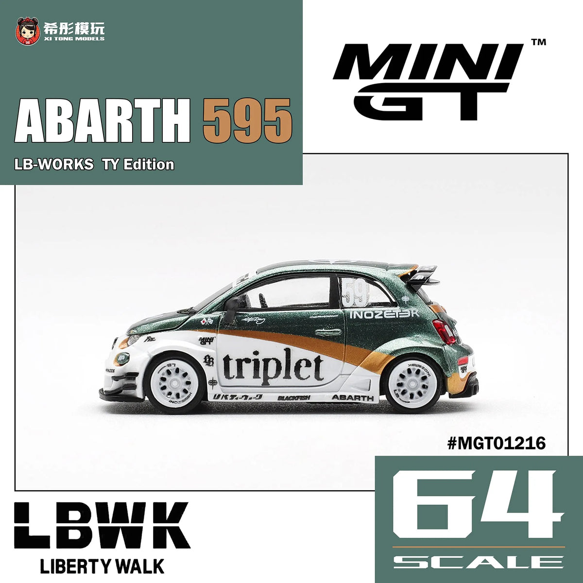 MINIGT 1:64 Abarth 595 LB-WORKS TY Edition TY Special Edition Alloy Car Model