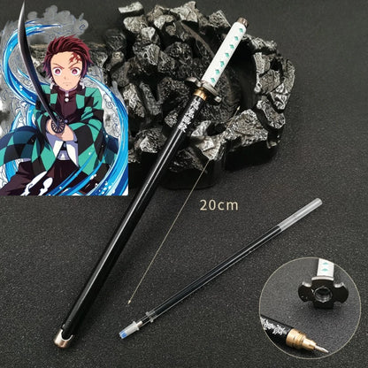 Anime Demon Slayer Nichirin Sword Katana Pen Kimetsu No Yaiba Giyu Refillable Gel Pen for Anime Fans Collection School Supplies