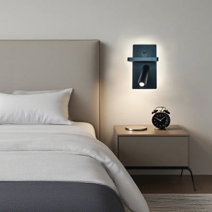Wireless Charging Wall Light Sleek Black Modern Wall Sconce Adjustable Spotlight for Bedroom Living Room Corridor Home Decor