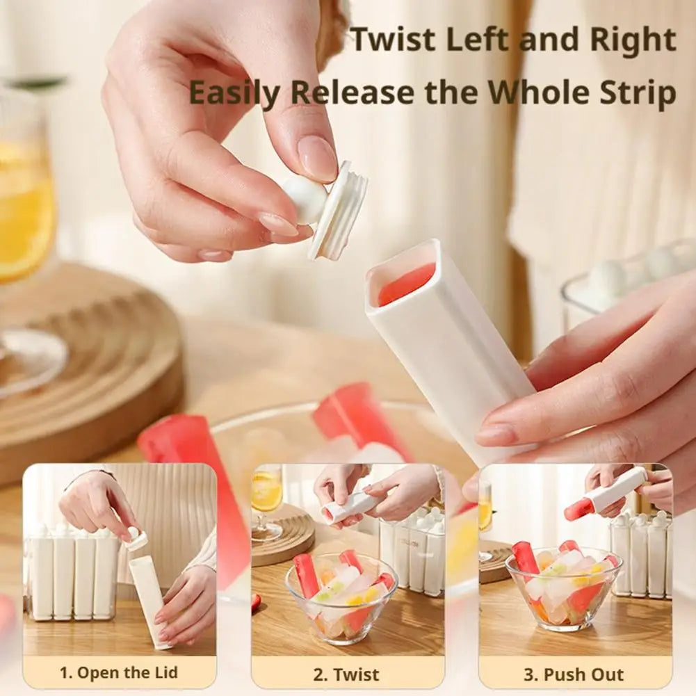 Food Grade Silicone Ice Pop Mold Ice Tray With Lid Handle Diy Juice Coffee Easy Release DIY Popsicle Jelly Frozen Dessert Making