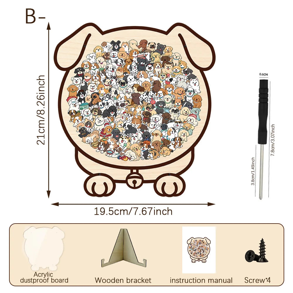 Animal Shape Wooden Jigsaw Puzzle With Stand Screwdriver Tools Adult Stress Relief Puzzle Home Desktop Decor Gift