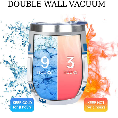 20Oz R2-D2 Robot print Vacuum Tumbler cup Stainless Steel Double wall Insulated water bottle with Lid keep Cold\ Hot drink gift
