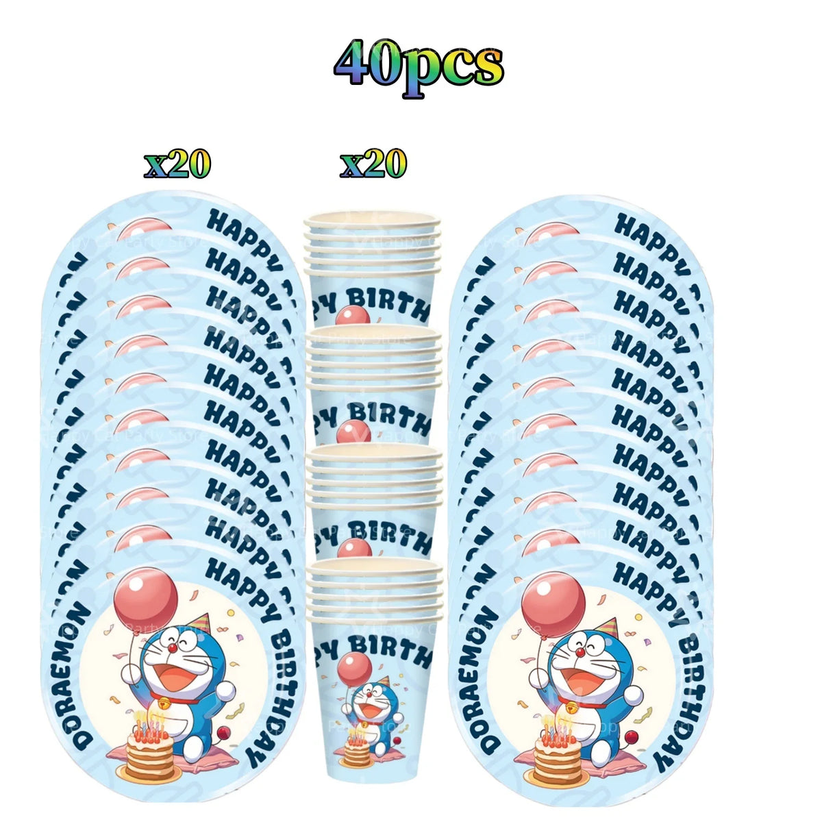 Cartoon Doraemoned Birthday Party Decoration Tableware Cup Plate Tablecloth Napkin Backdrop Cartoon Cat Party Favors Supplies