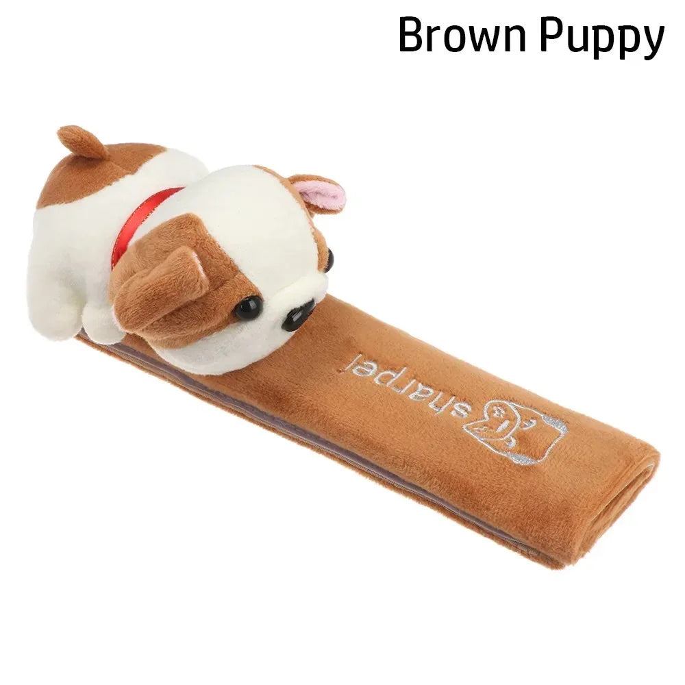 1Pcs Cute Cartoon Animal Plush Car Seat Belt Cover - Soft Comfortable Shoulder Protector Pad for Auto Interior