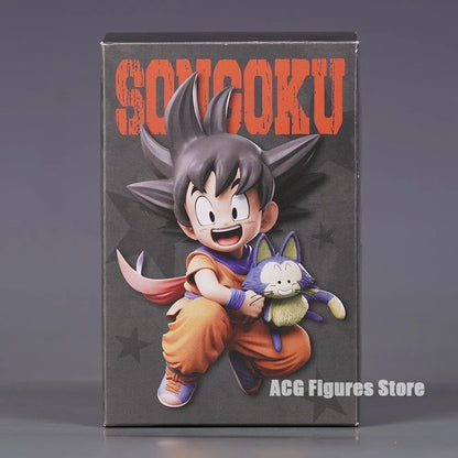 10cm/3.94in Anime Dragon Ball Childhood Little Goku Hugs Puer Action Figures Pvc Desktop Ornamen Collection Model Toys Gifts