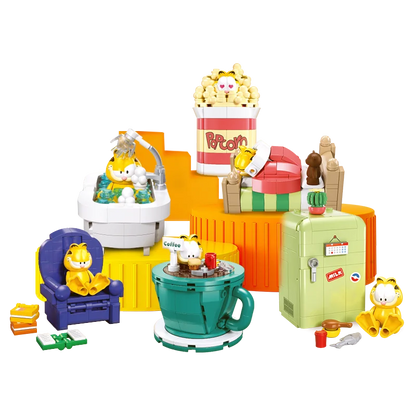 SLUBAN Classic Comic Garfield Model Odie Pooky Cat Building Blocks Anime Movies Sets Dolls Brick Assemble Childrens Toys Gifts