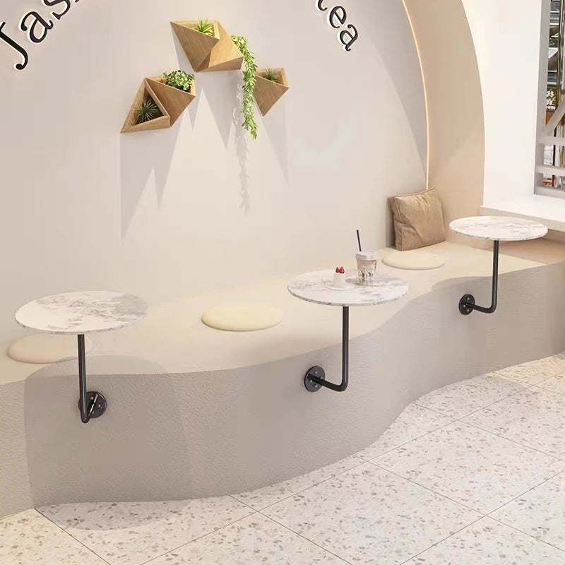 Simple and Modern Milk Tea Shop Cafe Card Table Against The Wall Hanging Table Dessert Shop Wall Mounted Round Table