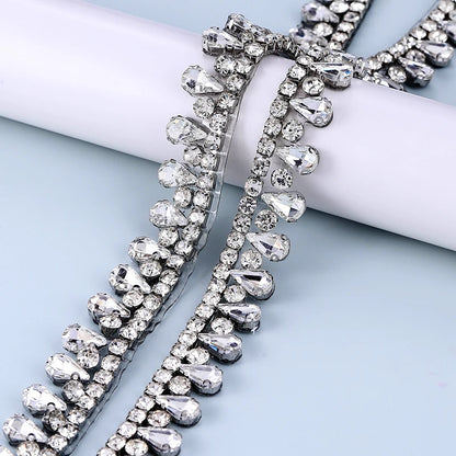 QIAO Multi-color Crystal Glass Rhinestone Border Diamond Ribbon Iron On DIY Wed Dress Skirt Clothing Accessories Diamond Strips