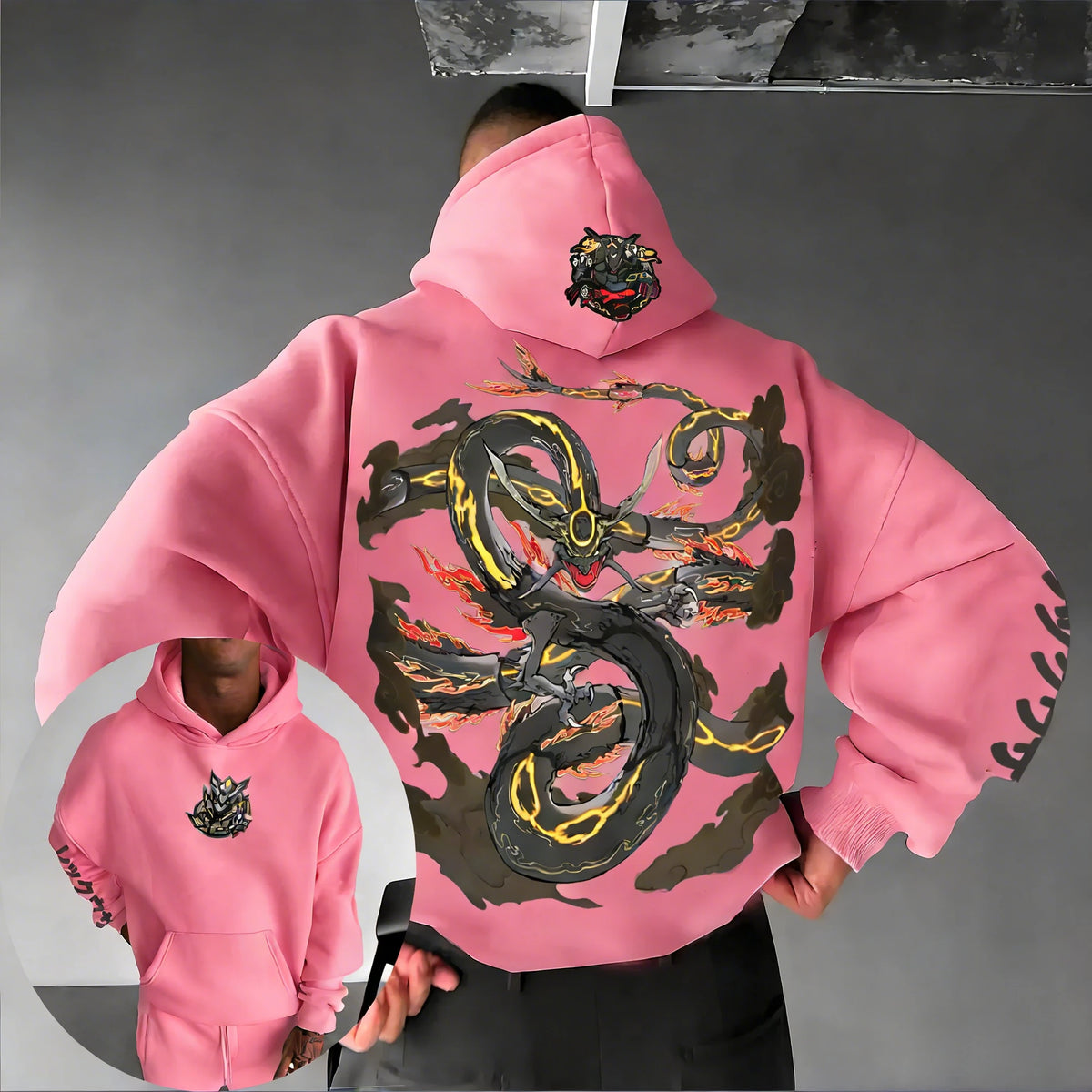 2026 Pokémon Handheld Game Rayquaza Printed Cotton Hoodie Spring/summer New Harajuku Unisex Loose Casual Y2K Parent-child Top