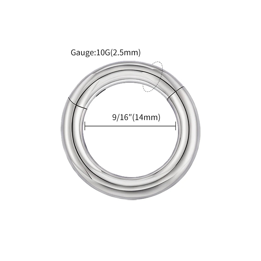Right Grand ASTM F136 Titanium Large Gauge 6G 8G 10G Single Hinged Clicker Segment Hoop Ring Septum Nose Piercing