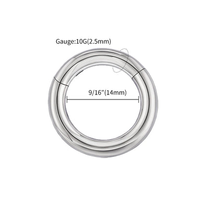 Right Grand ASTM F136 Titanium Large Gauge 6G 8G 10G Single Hinged Clicker Segment Hoop Ring Septum Nose Piercing