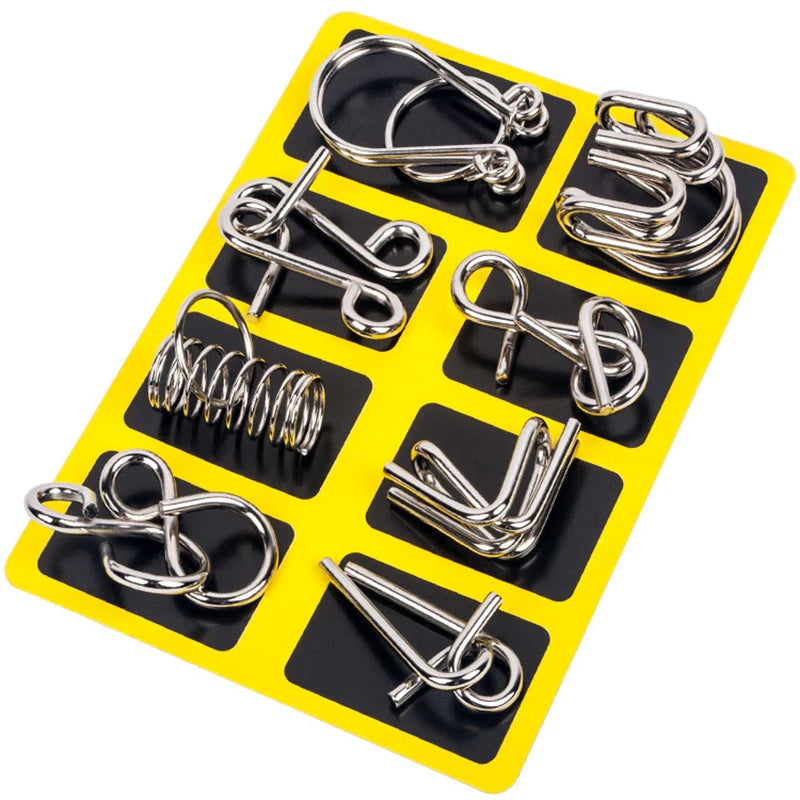 8Pcs/Set Metal Montessori Puzzle Wire IQ Logical Ability Training Stress Relief Toy for Children Adults Reliever Educational Toy