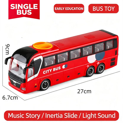 Large Size Light Music Inertia Bus Model Pull Back Cars Simulation Bus High Quality Drop-resistant Educational Toys Gifts