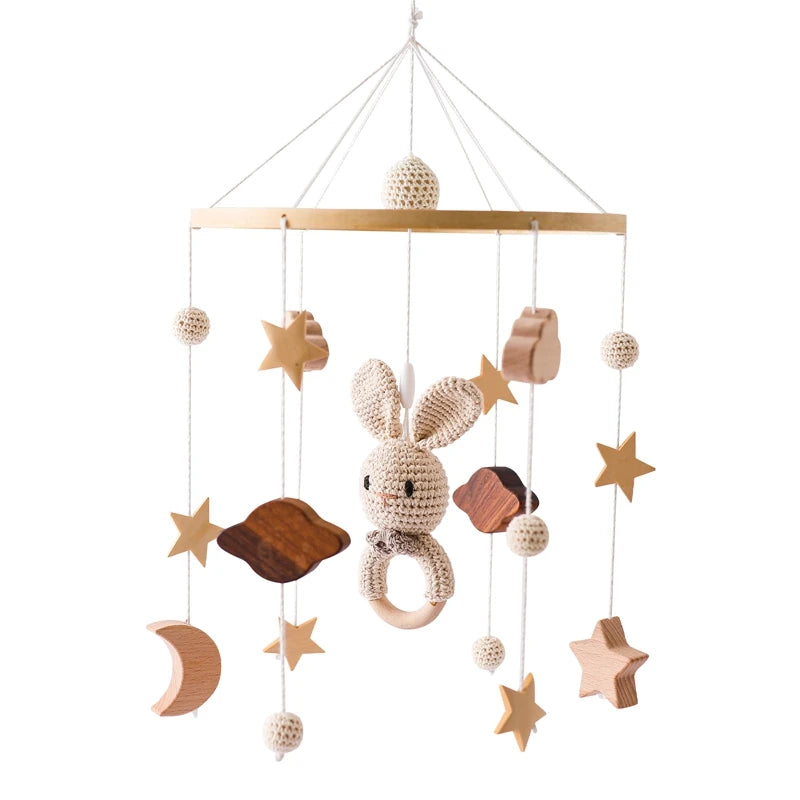 Let's Make Baby Rattle Toy 0-12 Months Wooden Mobile Newborn Music Box Bed Bell Hanging Toys Holder Bracket Infant Crib Toy Gift