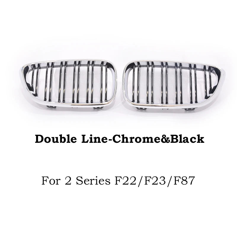 Chrome Silver Frame Grill M Color Double Slat Kidney Grille For BMW 2 Series F22 F23 M2 F87 218i  220i 228i 230i M235i M240i