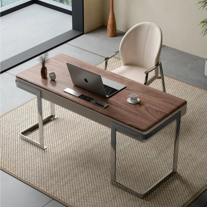 Retro Style Walnut Grain Solid Wood Desk Minimalist Aesthetic Office Desk Modern Display Design Executive Luxury Office Desks