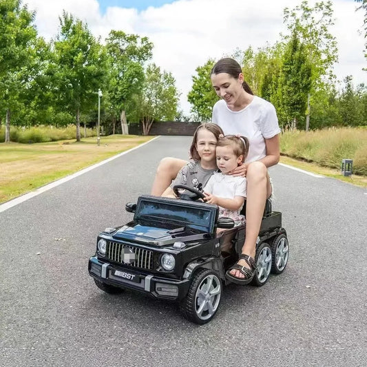 Powerful Children's Parent Child Rechargeable Off Road Six Wheel Toy Car with Multi Drive Remote Control for Two Children Sit in