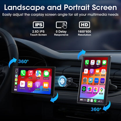 Jansite 9" Vertical Screen Car Radio Multimedia Video Player Wireless Carplay Android Auto Magnetic bracket Car Monitors GPS