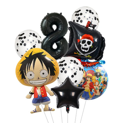Anime One Piece Aluminum Film Balloons Luffy Shape Foil Balloon Boys Birthday Party Decoration Items