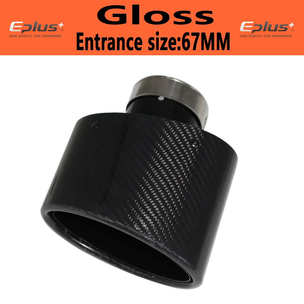 Oval Gloss Carbon Fiber Universal Car Mufflers Tip Exhaust Pipe Nozzle Decoration stainless steel Black silvery Tilting Left Rig