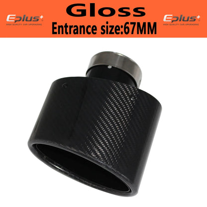 Oval Gloss Carbon Fiber Universal Car Mufflers Tip Exhaust Pipe Nozzle Decoration stainless steel Black silvery Tilting Left Rig