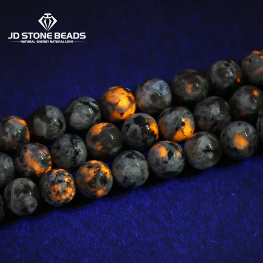 Natural Flame Stone Beads Yooperlite Fire Sodalite Round Loose Spacer Bead for Jewelry Making DIY Bracelet Necklace Accessory
