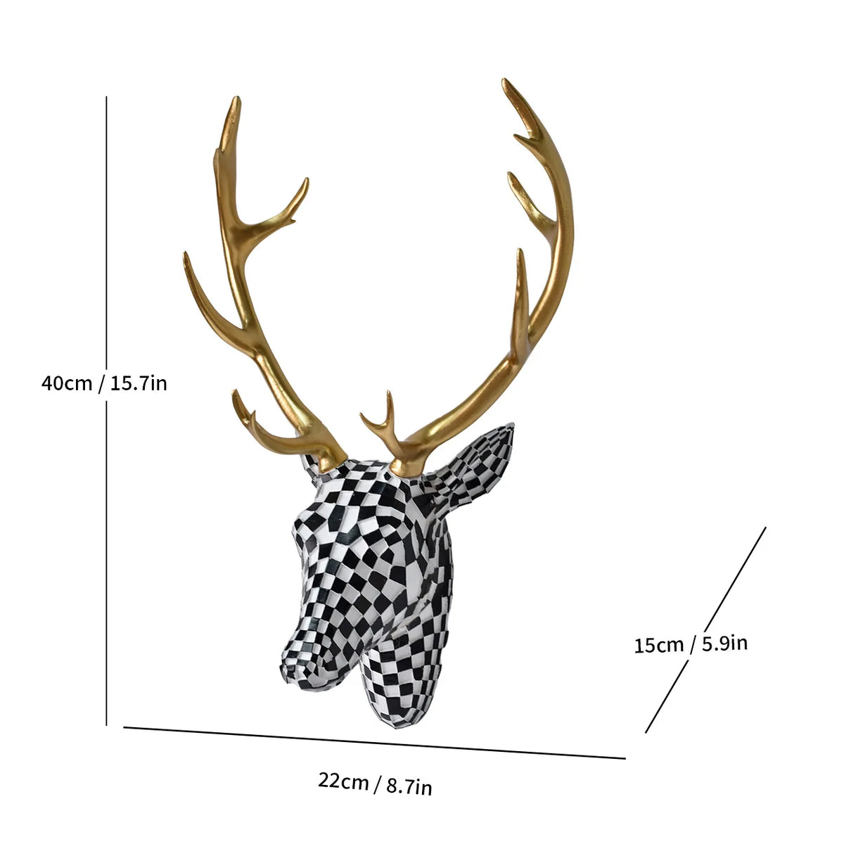 Modern Mosaic Deer Head Wall Decor Resin Art Sculpture 3D Animal Trophy for Living Room Office Bar Cafe Wall Hanging Decoration