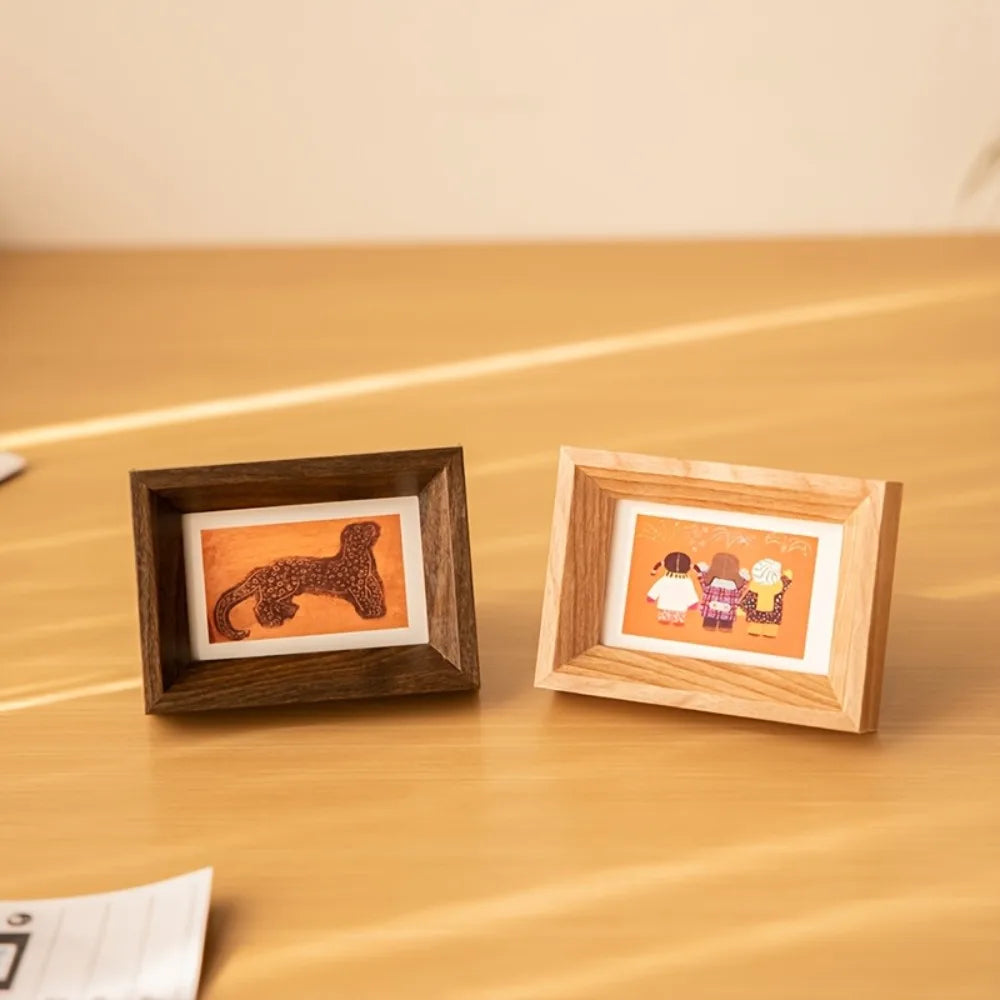 Mini Wooden Photo Frame 3 Inch Polaroid Picture Display Stand Small Card Collectible Frames Tabletop Desk Ornament for Family